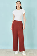 Yumi Brown Linen Mix Trousers - QHA UK