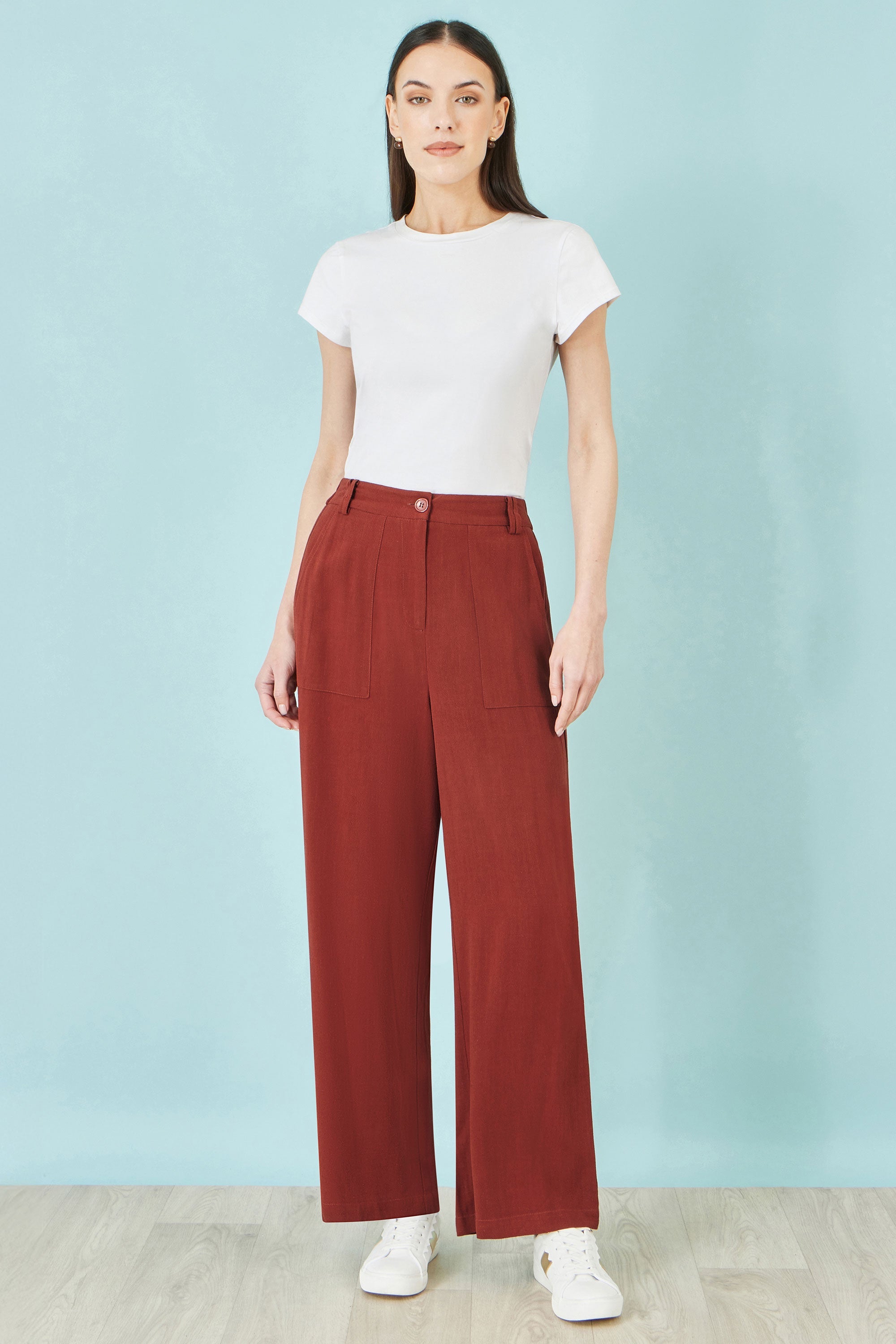 Yumi Brown Linen Mix Trousers