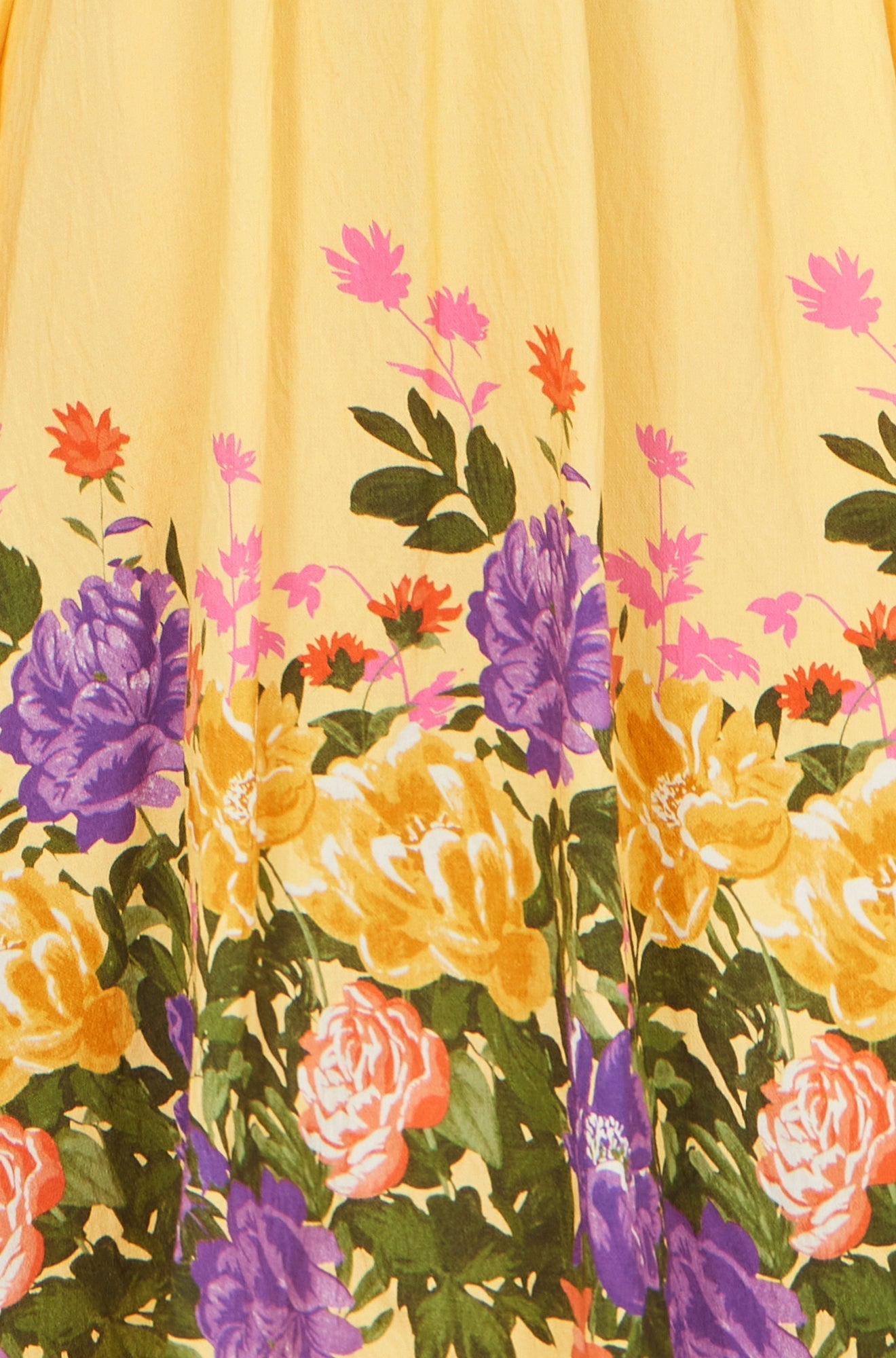 Yumi Butter Yellow Floral Mirror Print Viscose Midi Dress - QHA UK