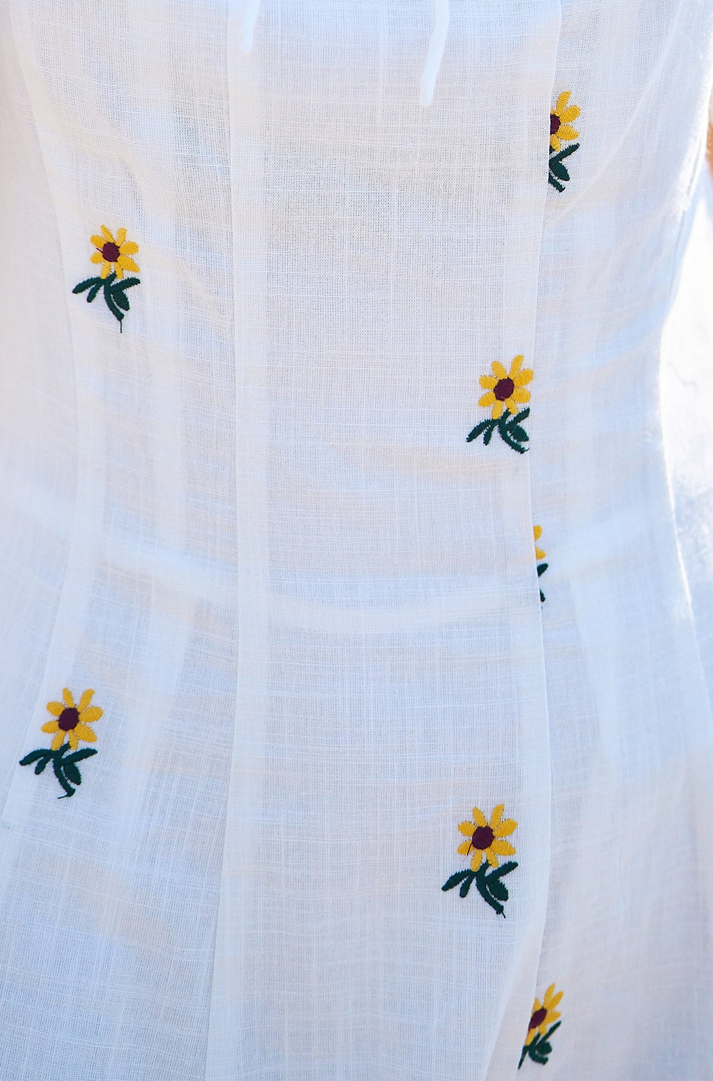Yumi White Cotton Sunflower Embroidered Midi Dress - QHA UK