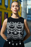 Yumi Black Embroidered Crop Top - QHA UK