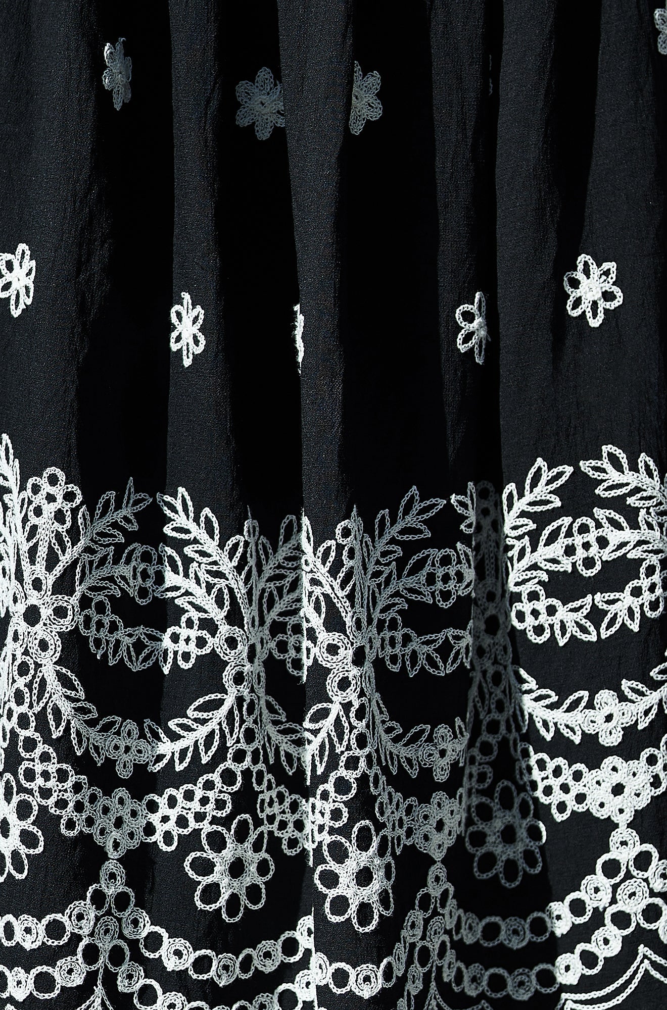 Yumi Black Embroidered Midi Skirt