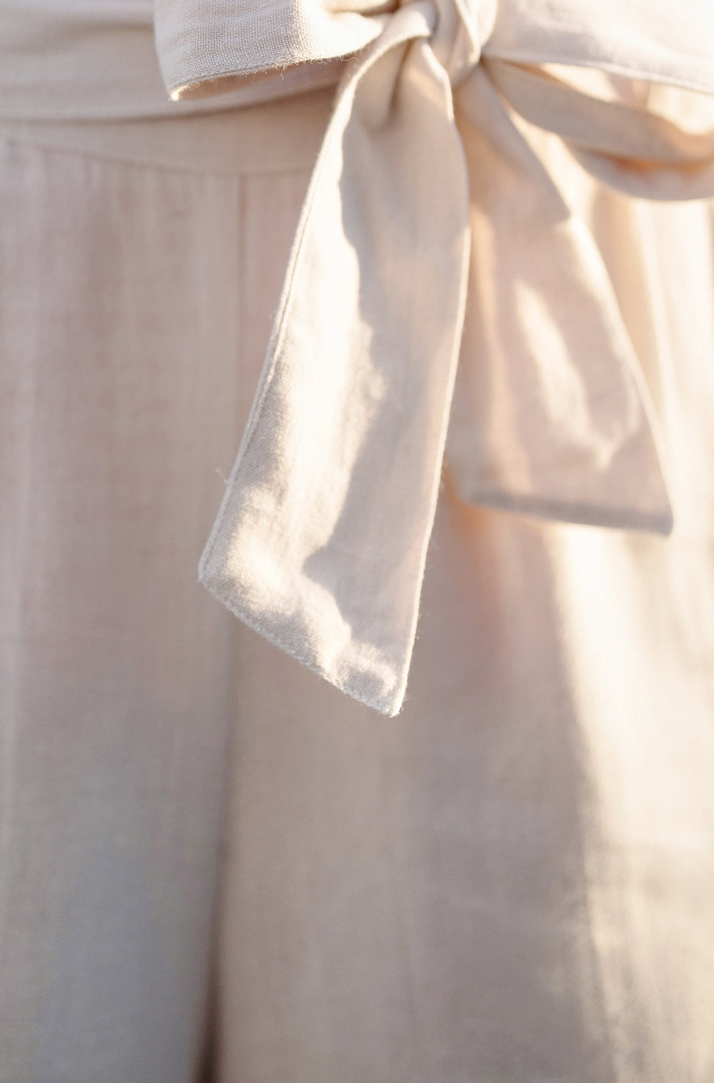 Yumi Natural Linen Mix Cropped Trousers With Tie Belt - QHA UK