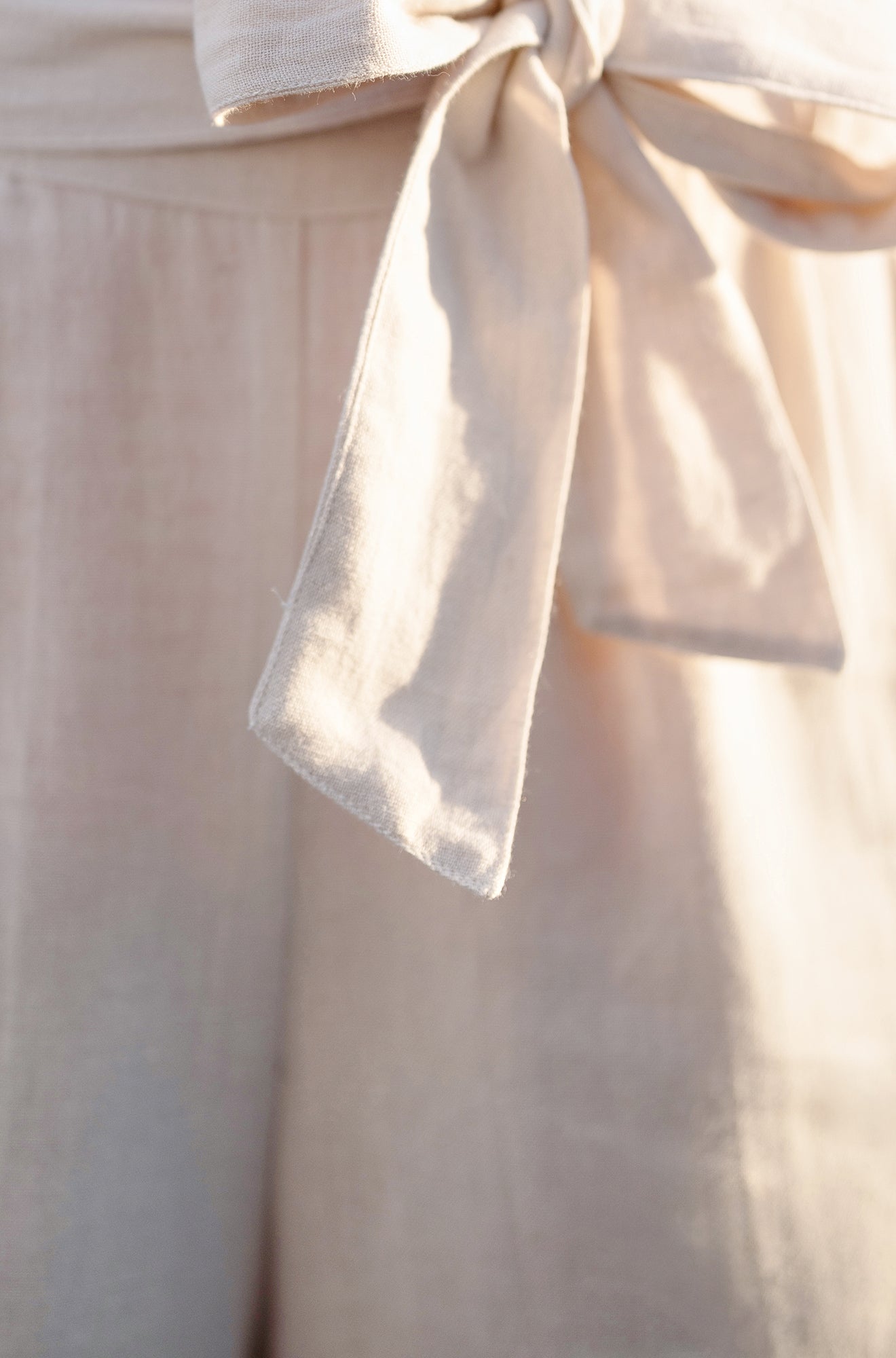 Yumi Natural Linen Mix Cropped Trousers With Tie Belt - QHA UK