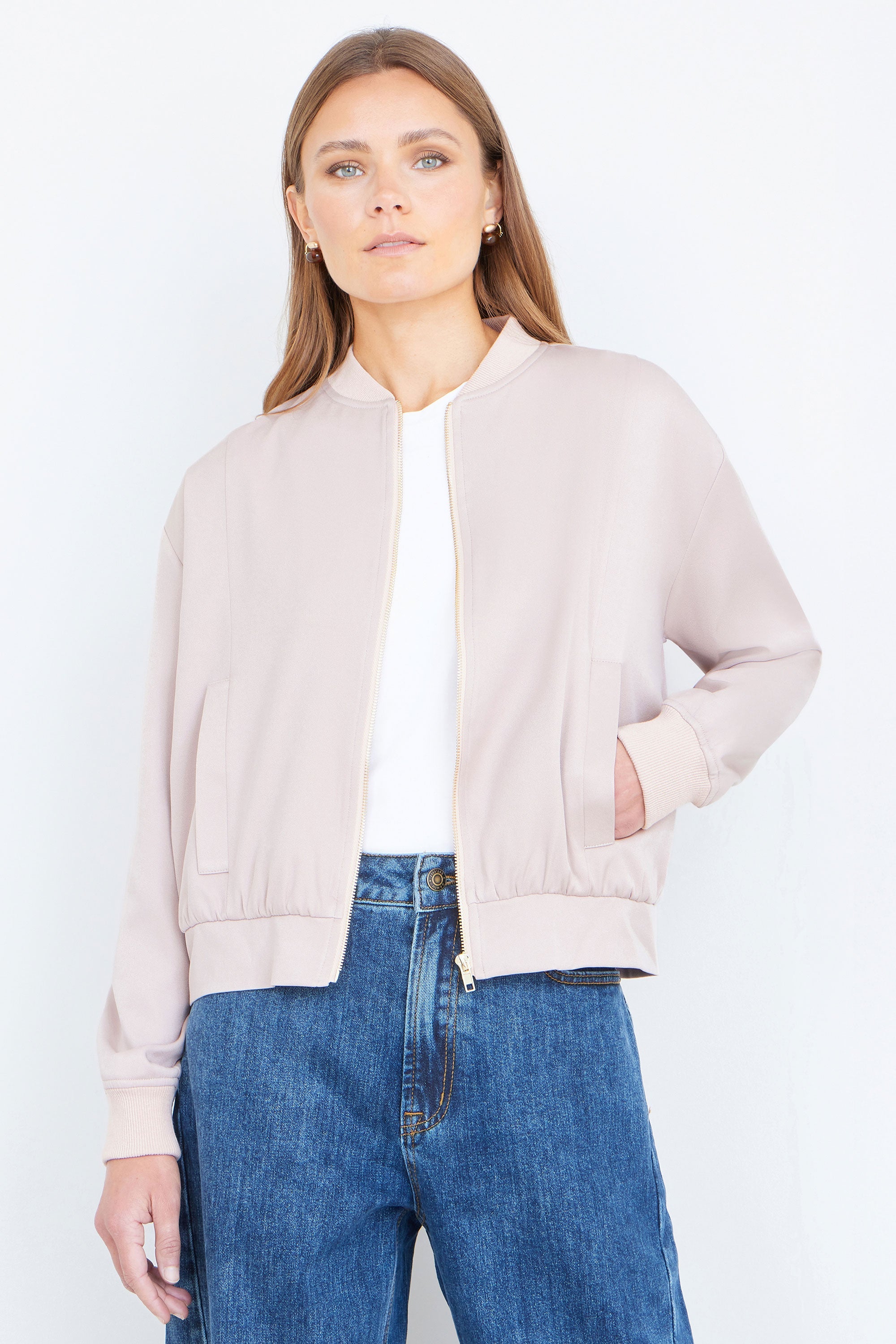 Yumi Stone Relaxed Lightweight Bomber Jacket