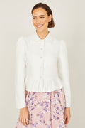 Yumi White Peplum Fitted Jacket - QHA UK