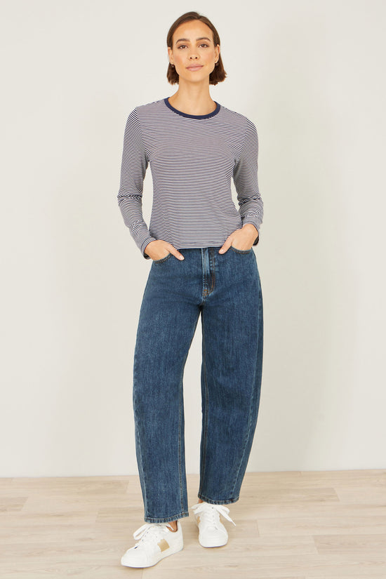 Yumi Navy Striped Jersey Long Sleeve T-Shirt - QHA UK