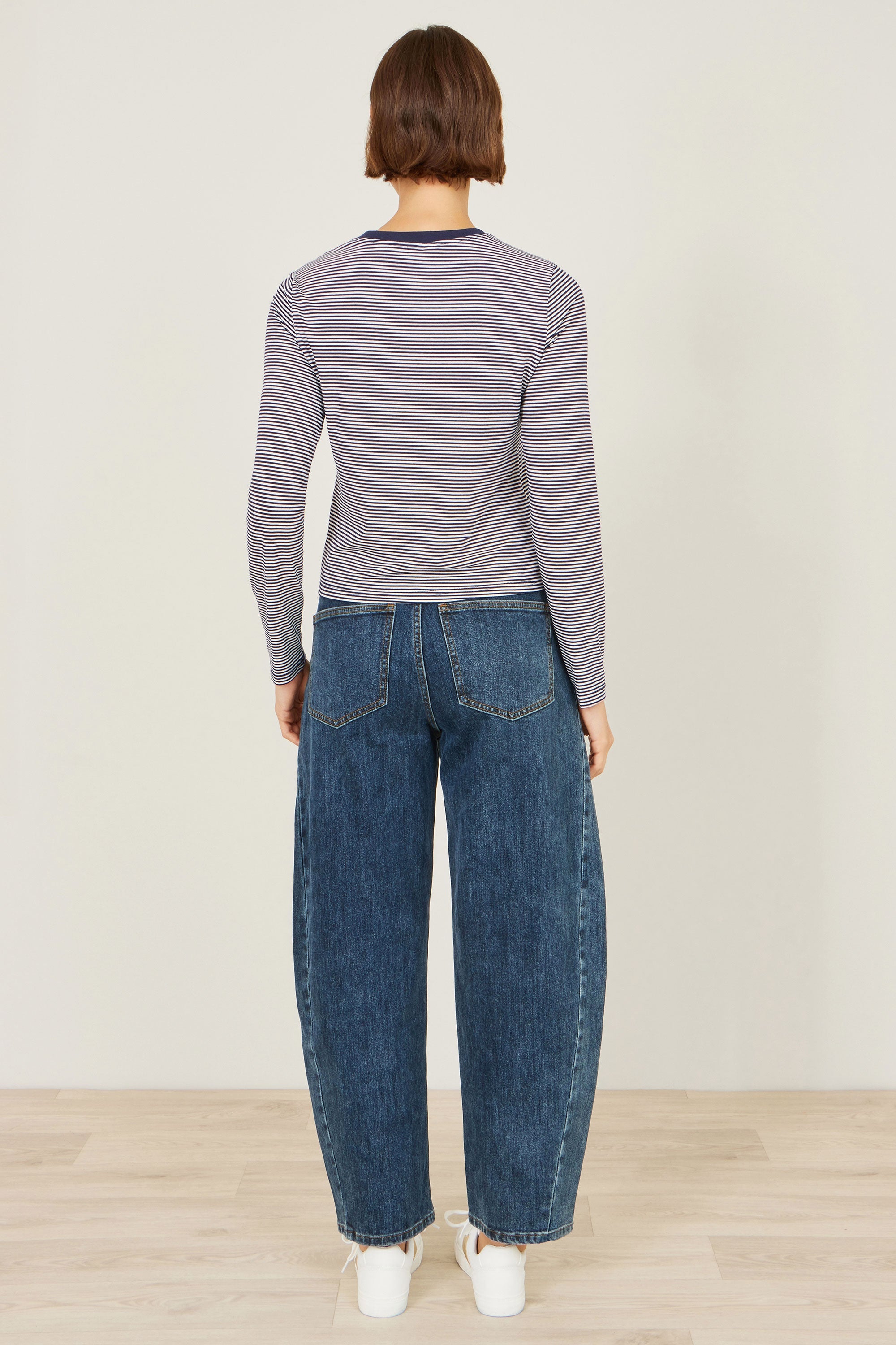 Yumi Navy Striped Jersey Long Sleeve T-Shirt