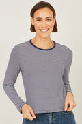 Yumi Navy Striped Jersey Long Sleeve T-Shirt - QHA UK