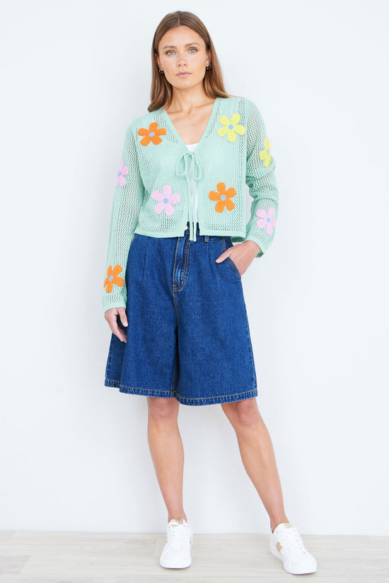 Yumi Blue Denim Wide Leg Shorts - QHA UK