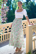 Yumi White Boho Print Cotton Floral Maxi Skirt - QHA UK