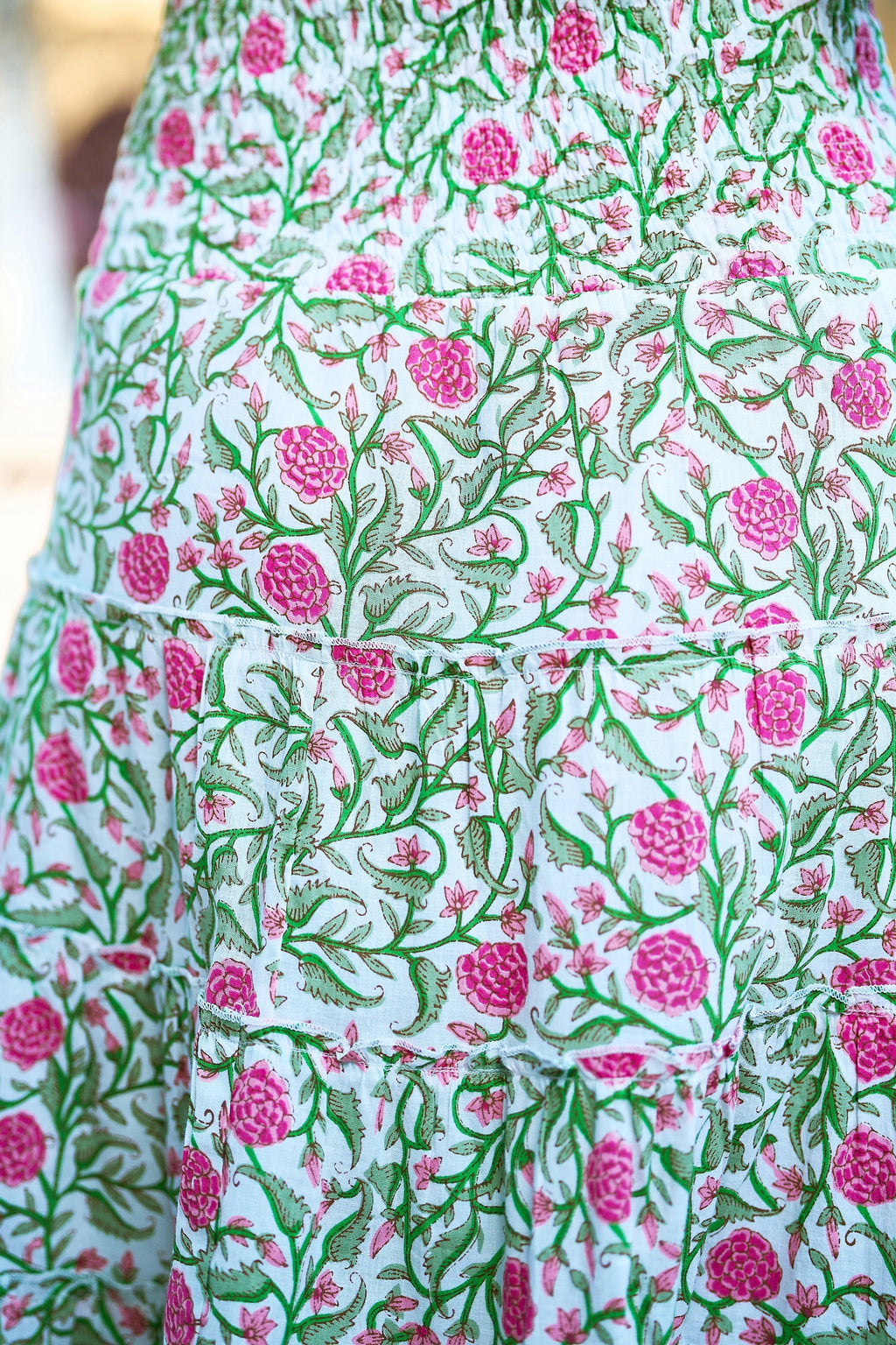 Yumi White Boho Print Cotton Floral Maxi Skirt - QHA UK