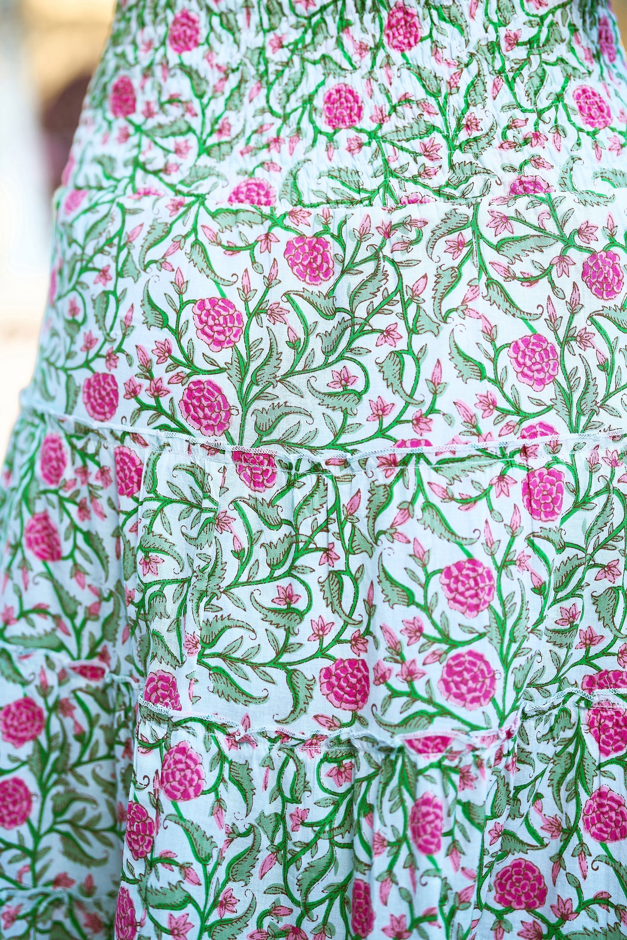 Yumi White Boho Print Cotton Floral Maxi Skirt - QHA UK