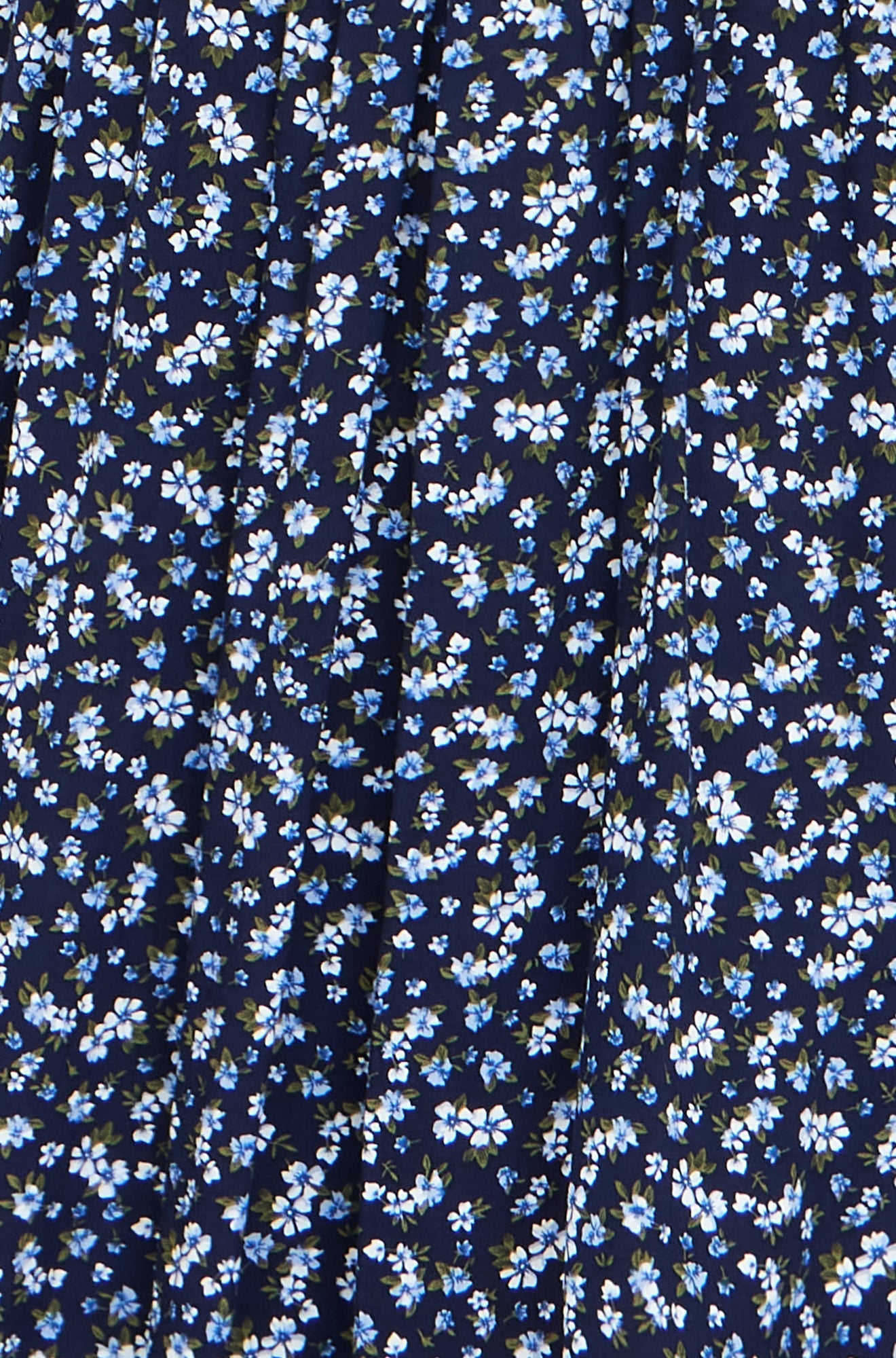 Yumi Navy Ditsy Floral Midi Shirt Dress With Ruched Waist - QHA UK