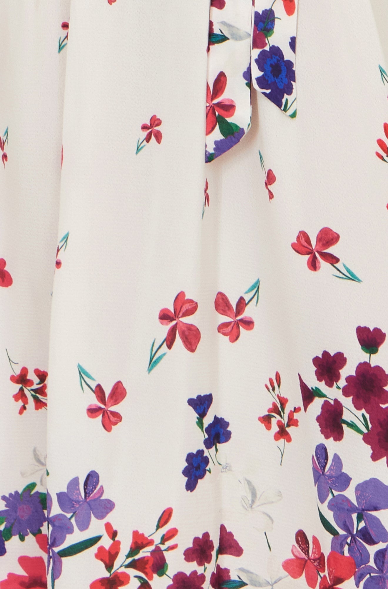 Yumi Ivory Floral Mirror Wrap Dress With Dip Hem - QHA UK