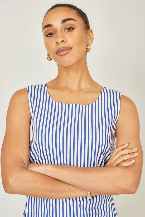 Yumi Navy Stripe Cotton Shift Dress - QHA UK