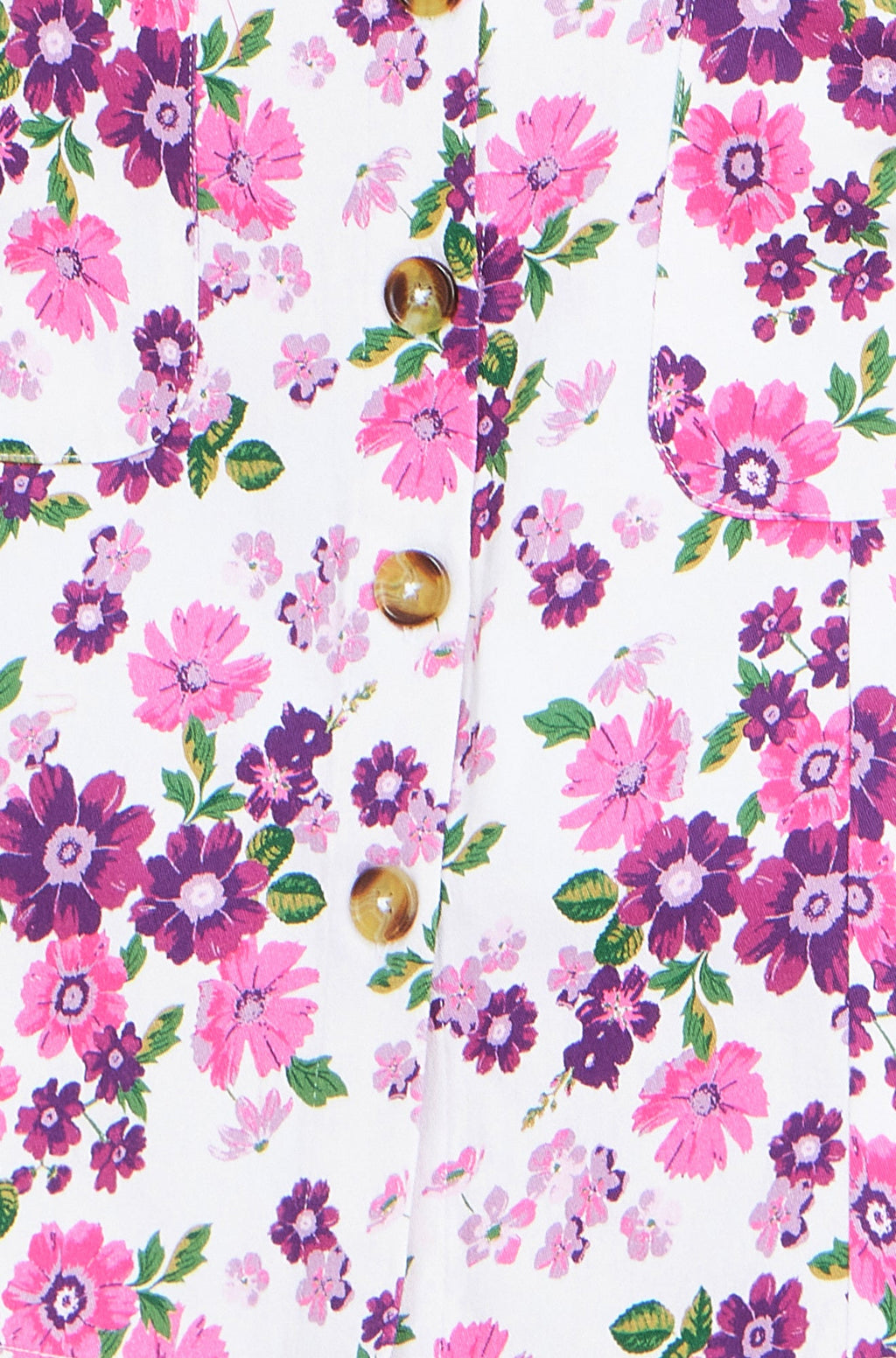 Yumi Pink Retro Floral Cotton Stretch Pinafore Dress - QHA UK