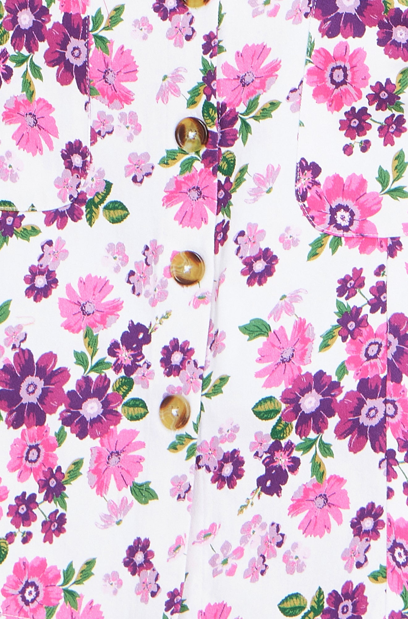 Yumi Pink Retro Floral Cotton Stretch Pinafore Dress - QHA UK