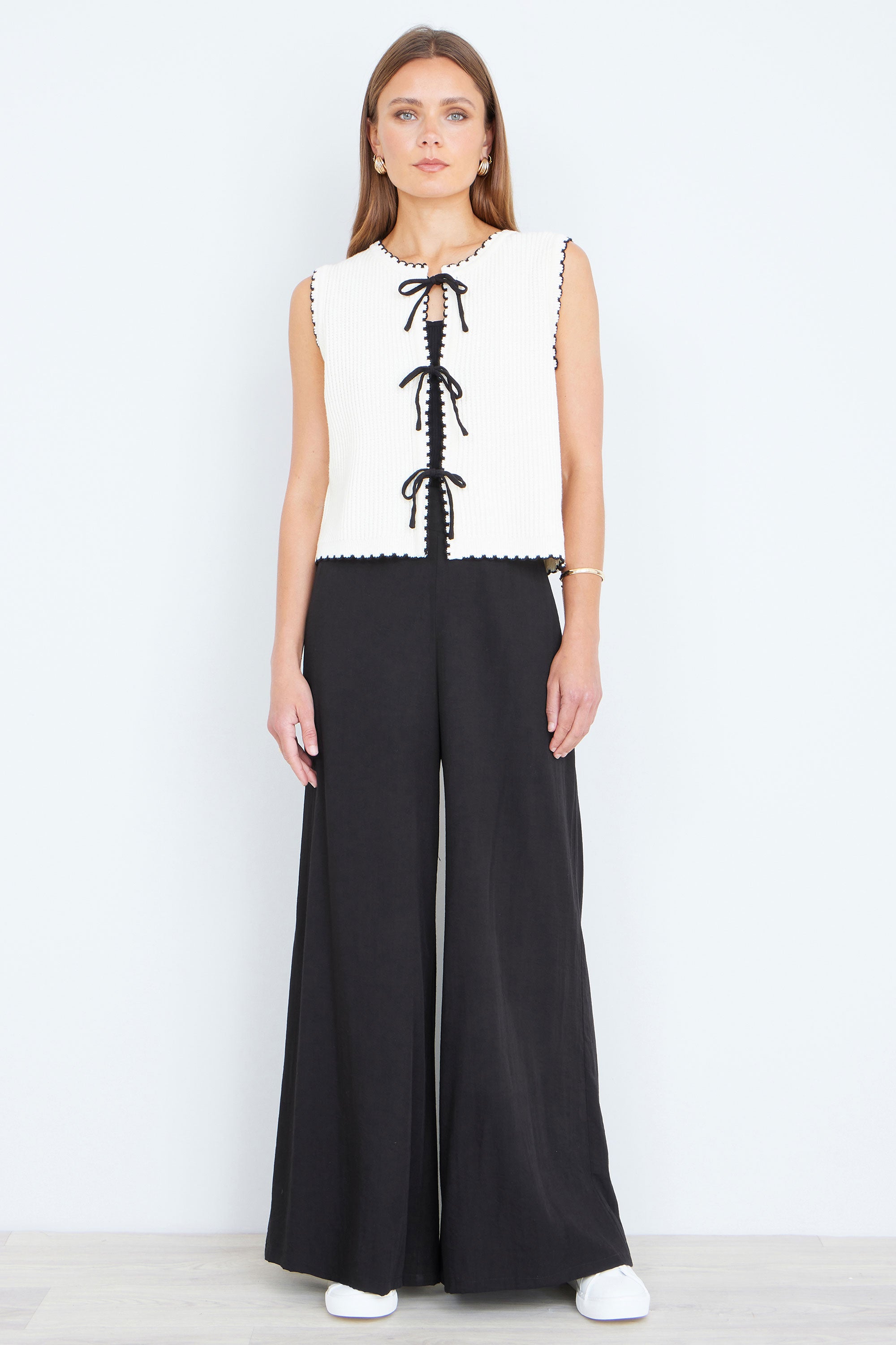Yumi Black Wide Leg Palazzo Trousers