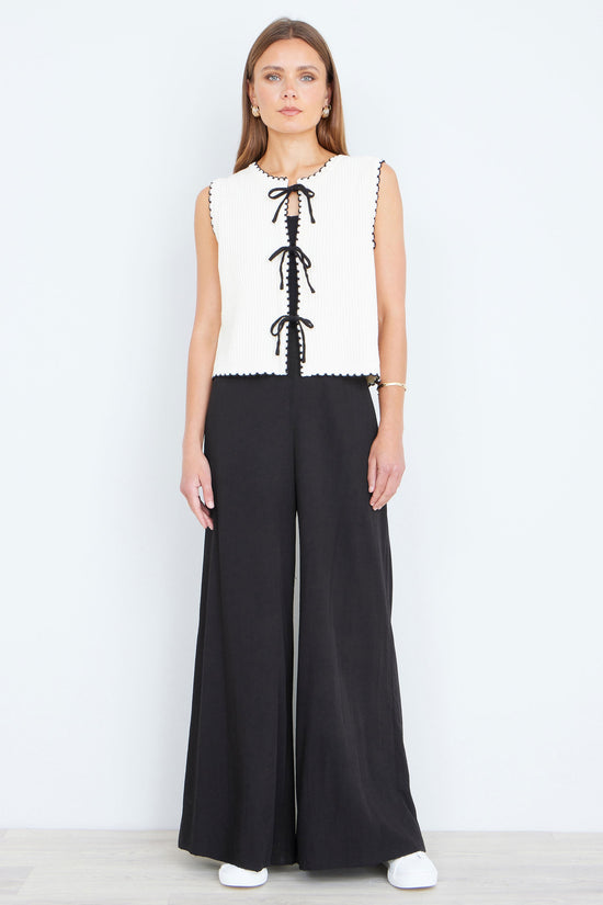 Yumi Black Wide Leg Palazzo Trousers - QHA UK