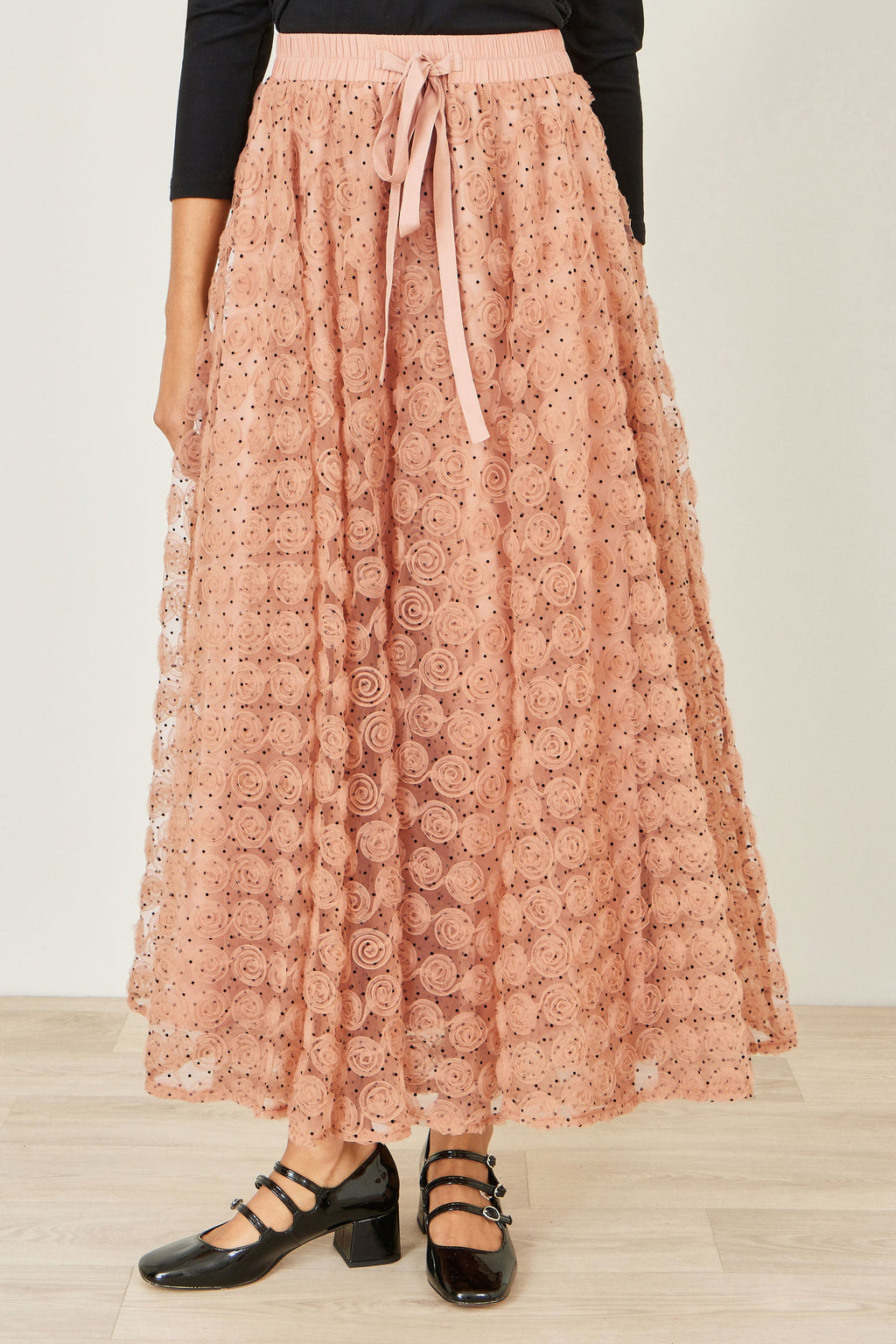 Yumi Blush Pink Spot And Rose Tulle Skirt - QHA UK