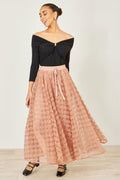 Yumi Blush Pink Spot And Rose Tulle Skirt - QHA UK