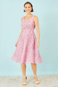 Yumi Pink Applique Floral Skater Dress - QHA UK