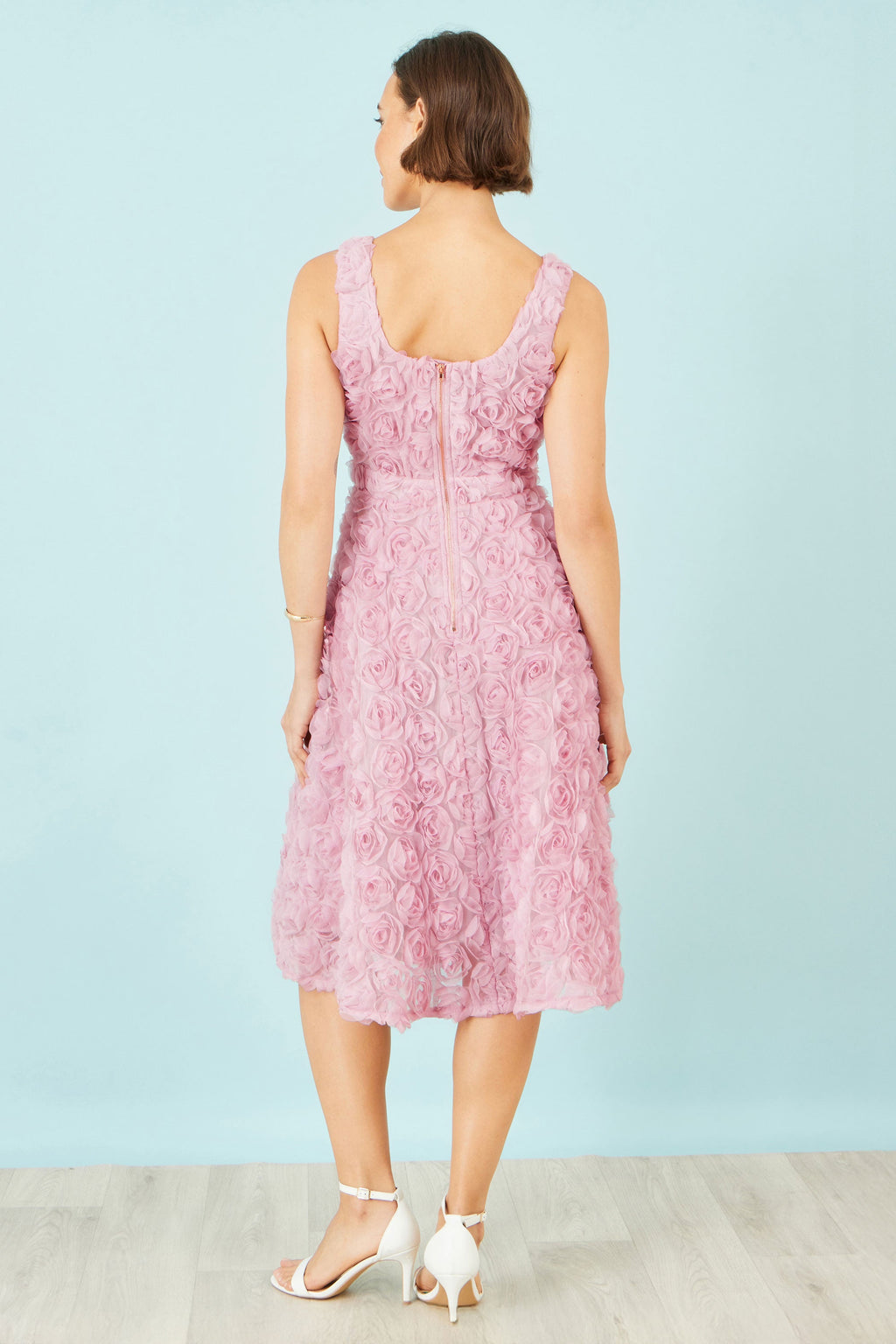 Yumi Pink Applique Floral Skater Dress - QHA UK