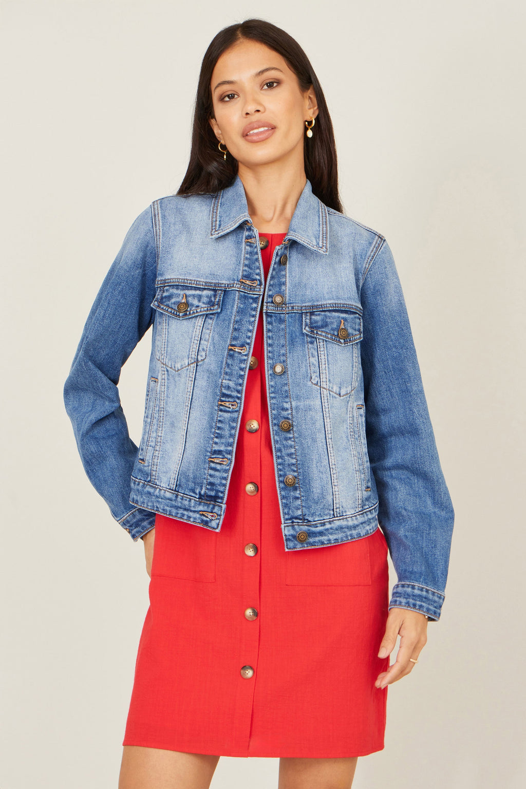 Yumi Blue Stretch Washed Denim Jacket