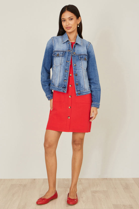 Yumi Blue Stretch Washed Denim Jacket - QHA UK
