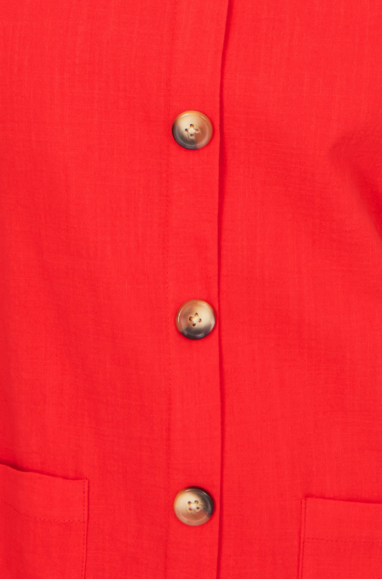 Yumi Red Viscose Button Detail Shift Dress