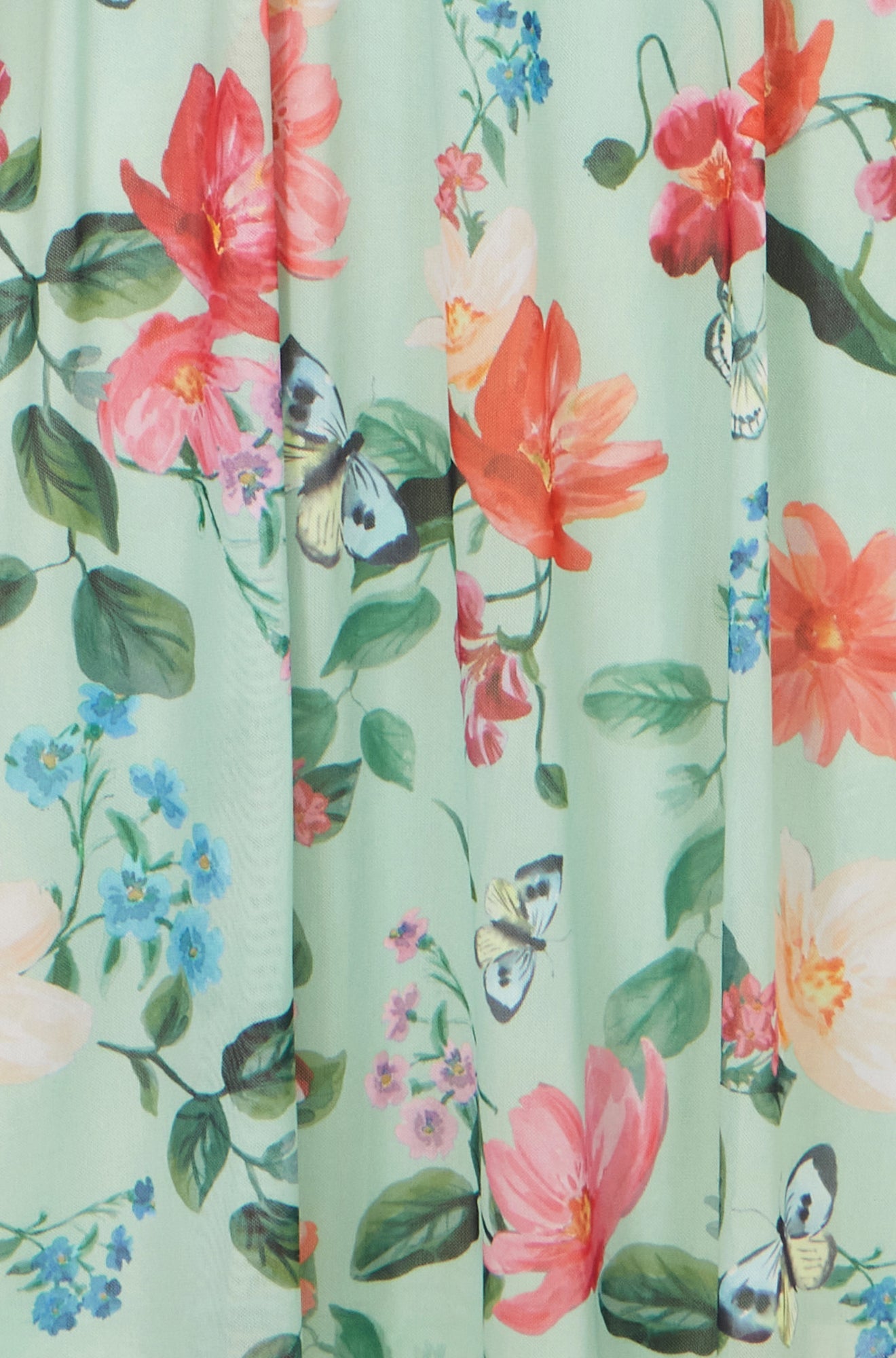 Yumi Mint Blurred Floral Mesh Wrap Midi Dress - QHA UK