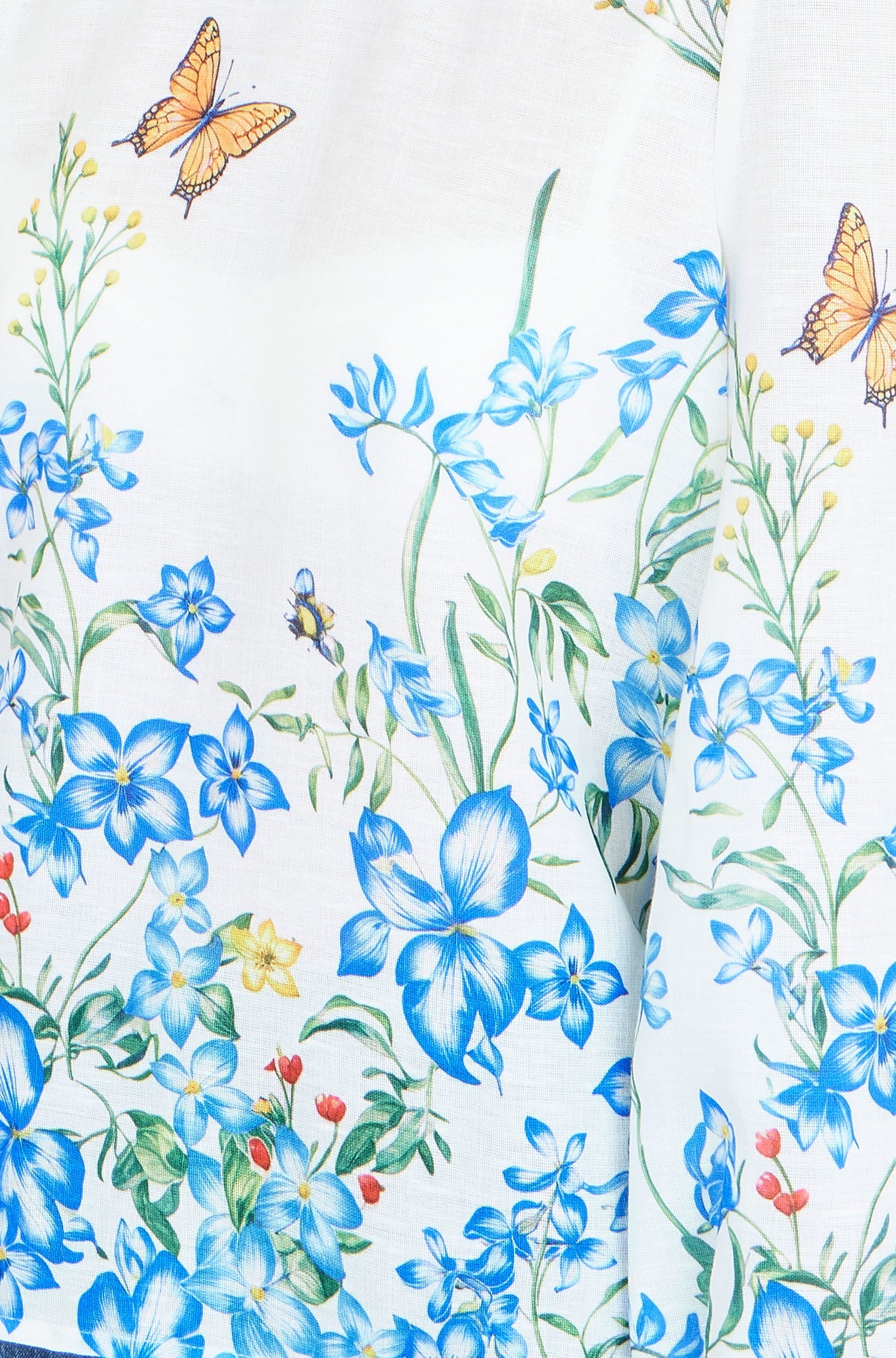 Yumi Ivory Butterfly Print Long Sleeve Top