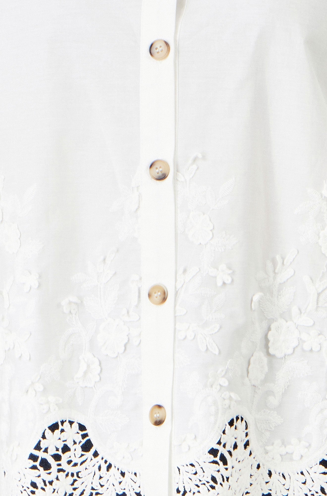 Yumi White Cotton Lace Border Shirt