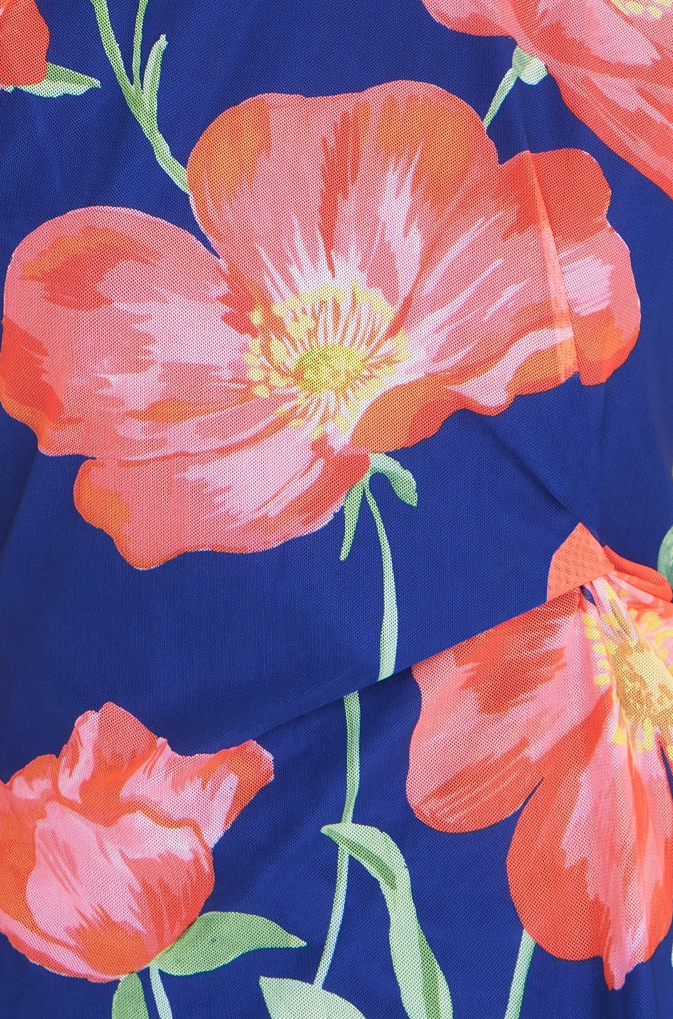 Yumi Navy Poppy Mesh Top