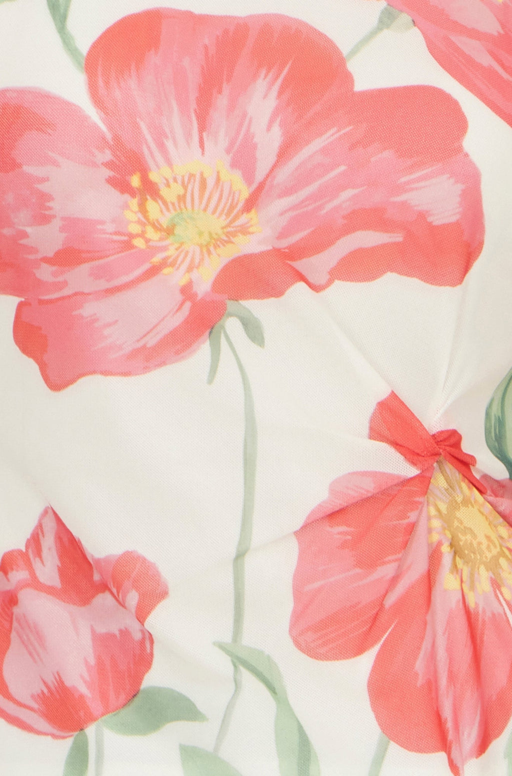 Yumi Ivory Poppy Print Mesh Top - QHA UK