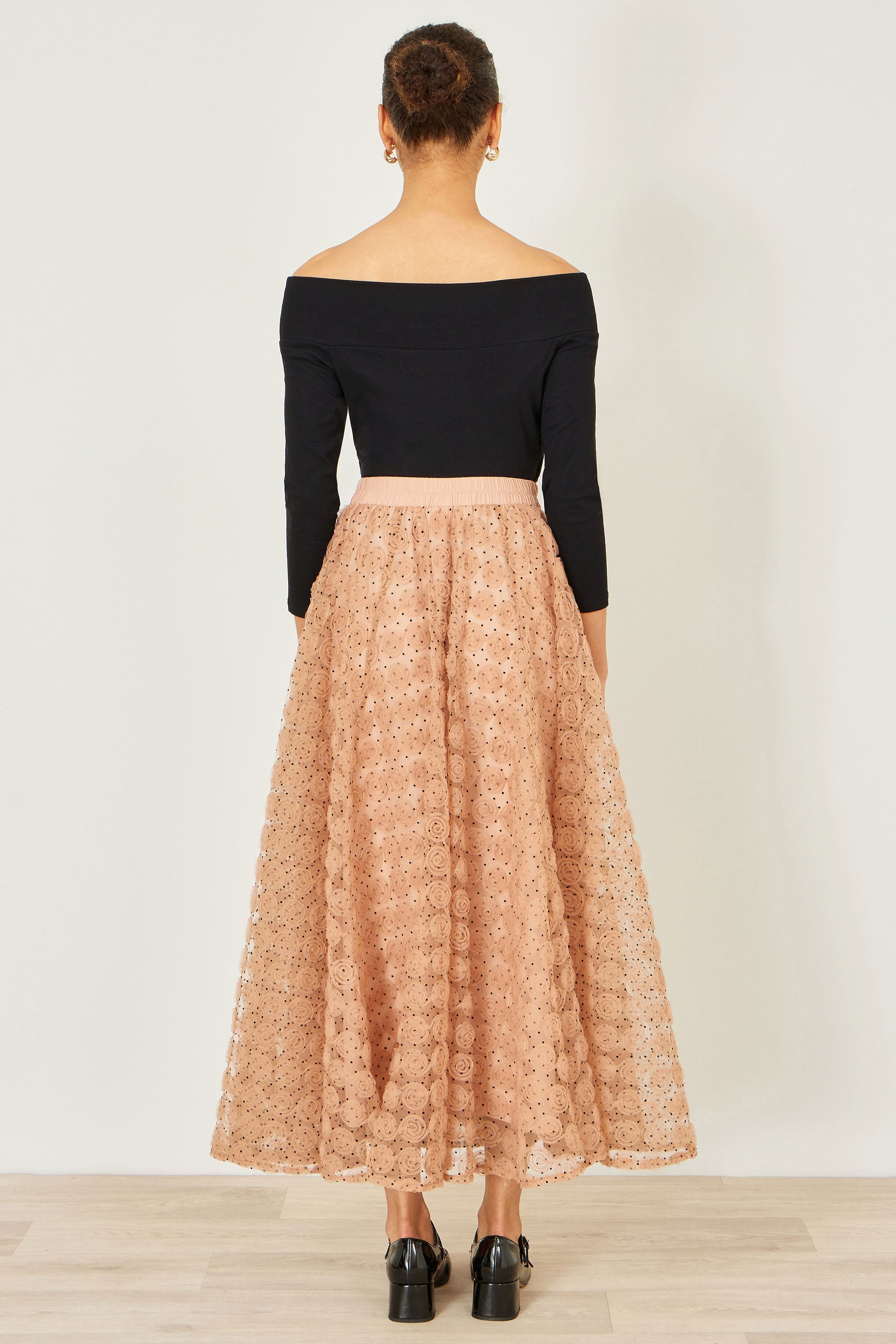 Yumi Black Bardot Long Sleeve Jersey Top