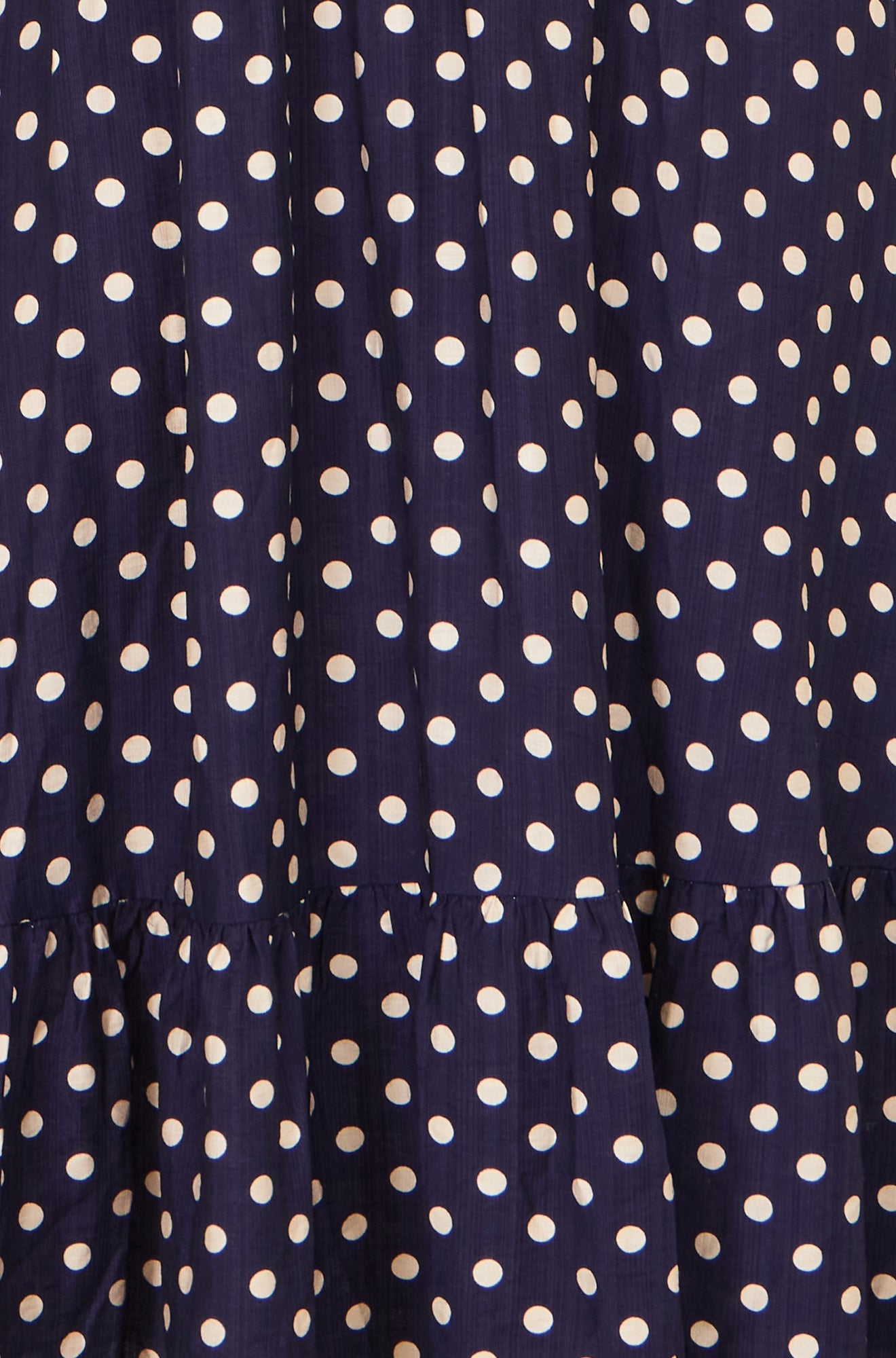 Yumi Navy Spot Ruched Waist Midi Dress - QHA UK