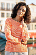 Yumi Orange Knitted Stripe Relaxed Jumper - QHA UK