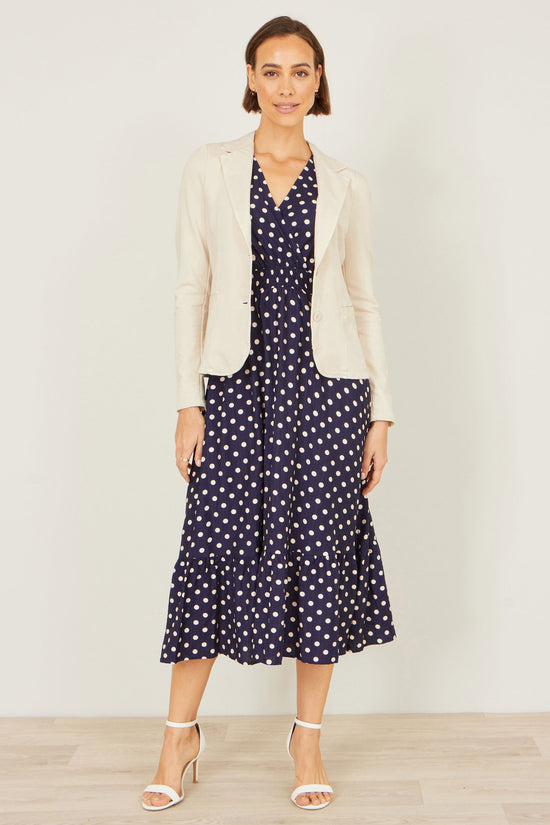 Yumi Beige Stretch Cotton Blazer - QHA UK