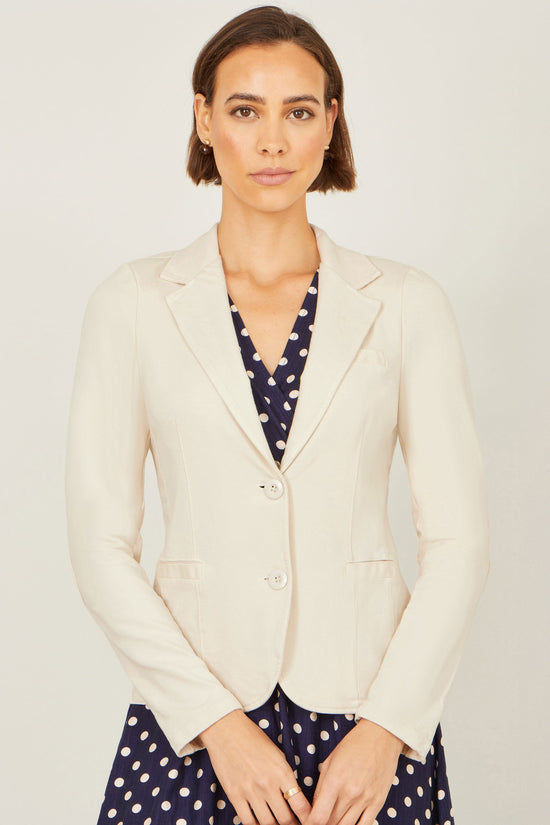 Yumi Beige Stretch Cotton Blazer - QHA UK