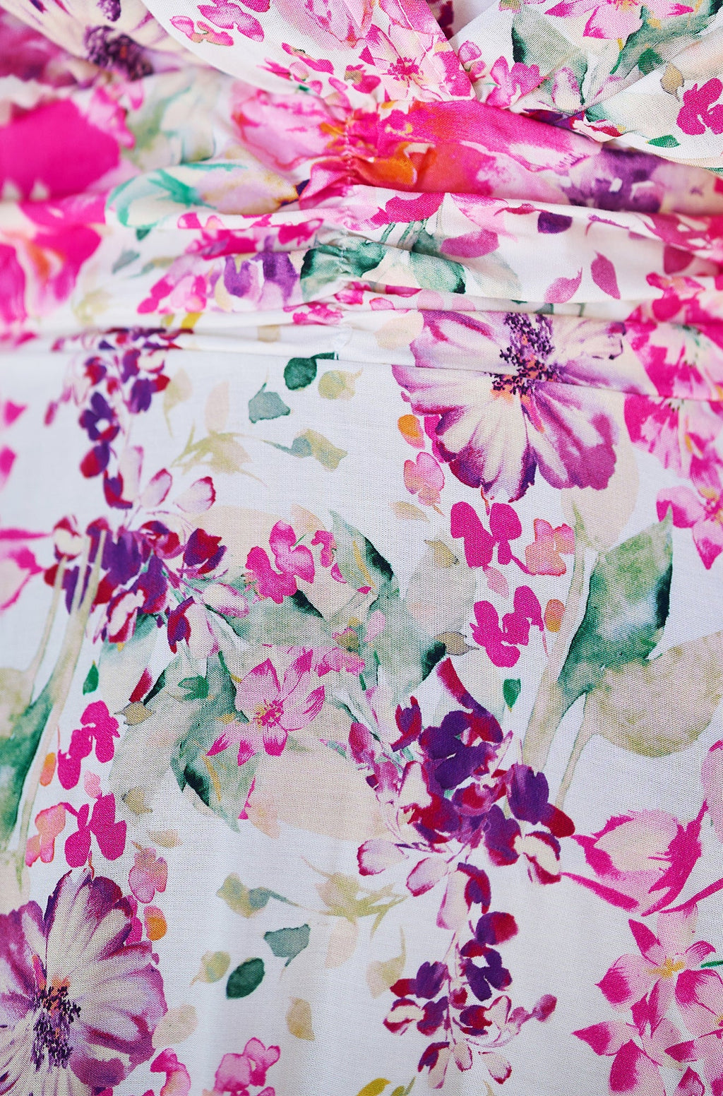 Yumi Pink Mirror Floral Print Ruched Waist Kimono Midi Dress - QHA UK
