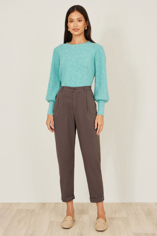 Yumi Brown Cotton Canvas Chino Trousers - QHA UK
