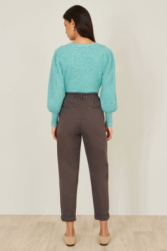 Yumi Brown Cotton Canvas Chino Trousers - QHA UK