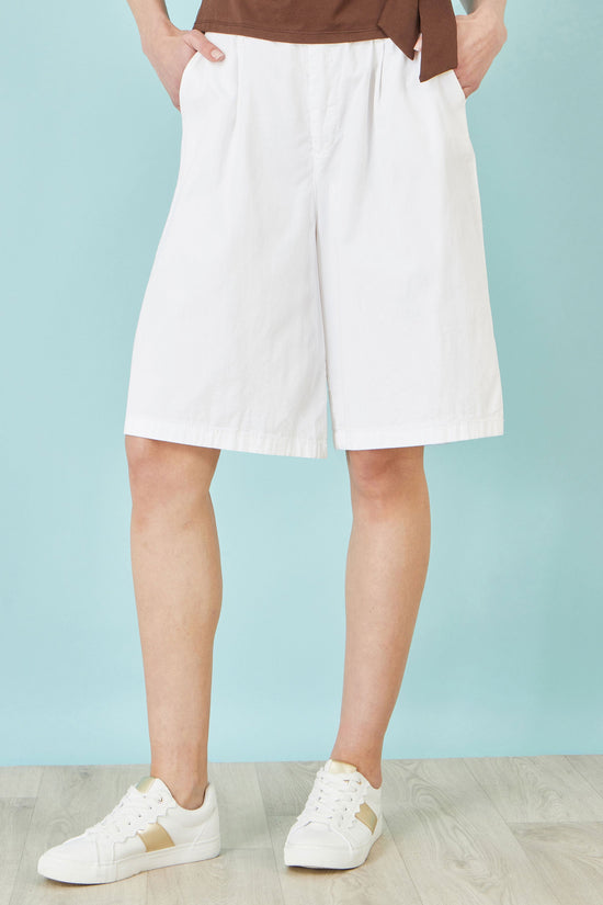Yumi White Cotton Bermuda Shorts - QHA UK