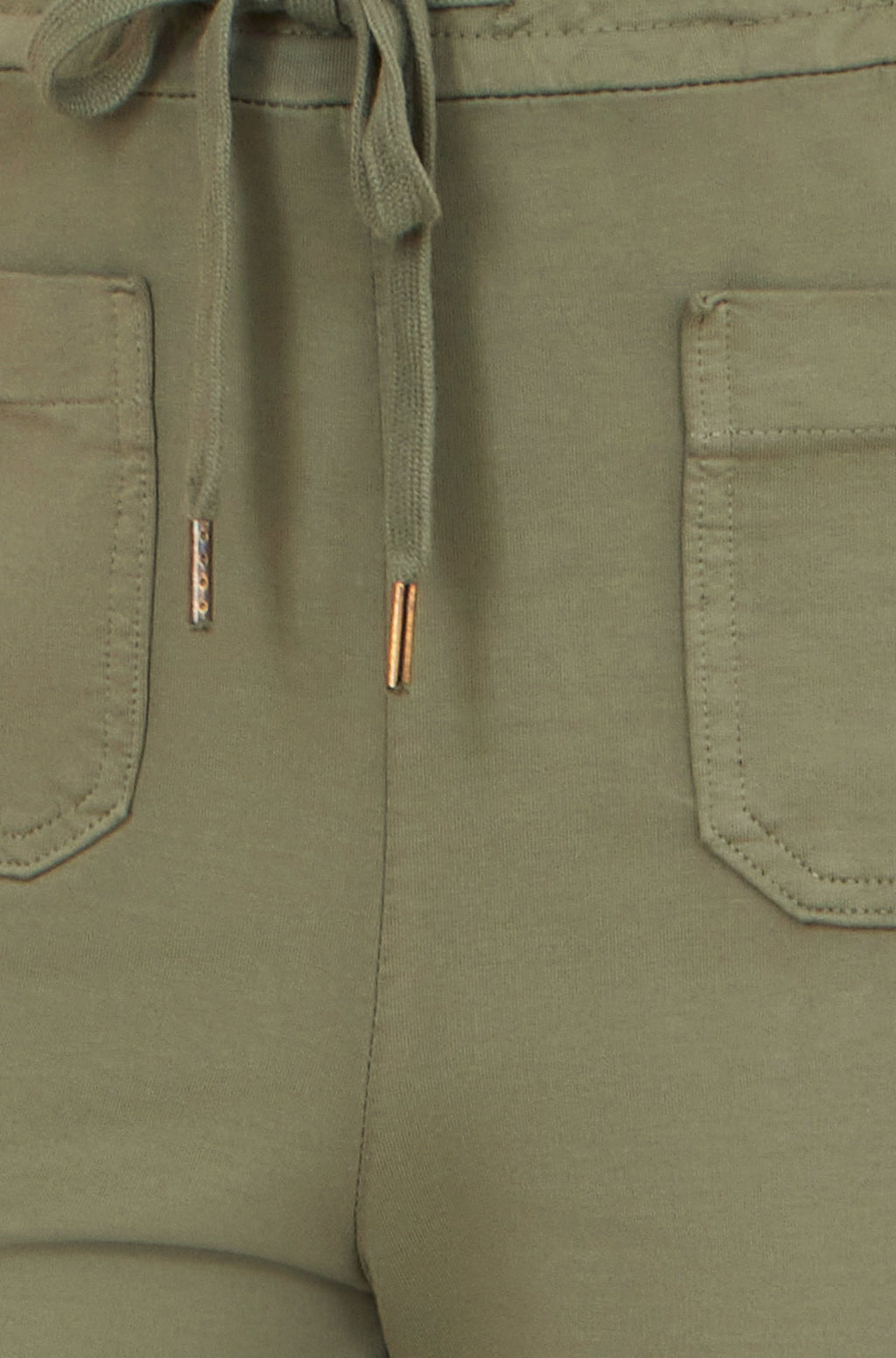 Yumi Khaki Relaxed Stretch Wide Leg Trousers With Pockets