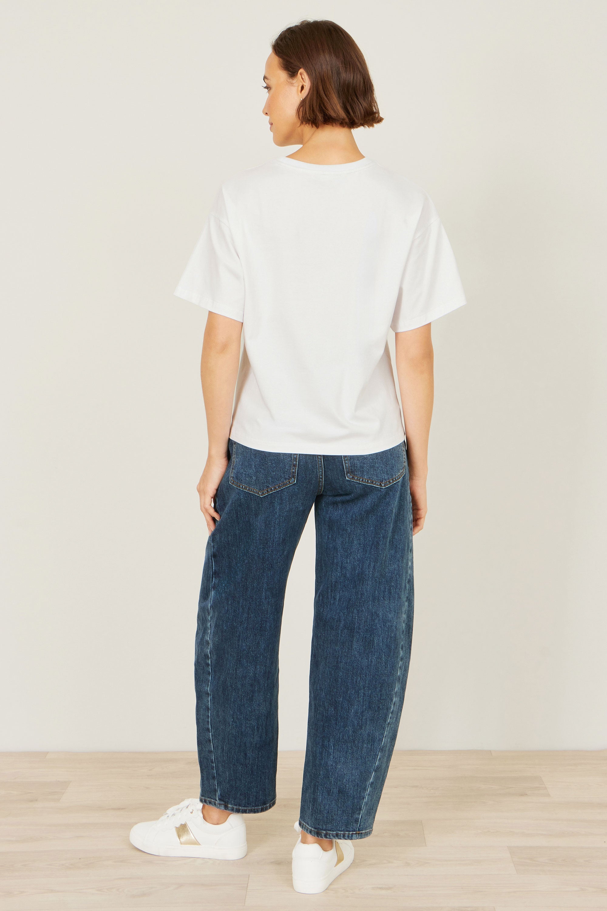 Yumi White Retro Relaxed Flamingo Cotton T Shirt