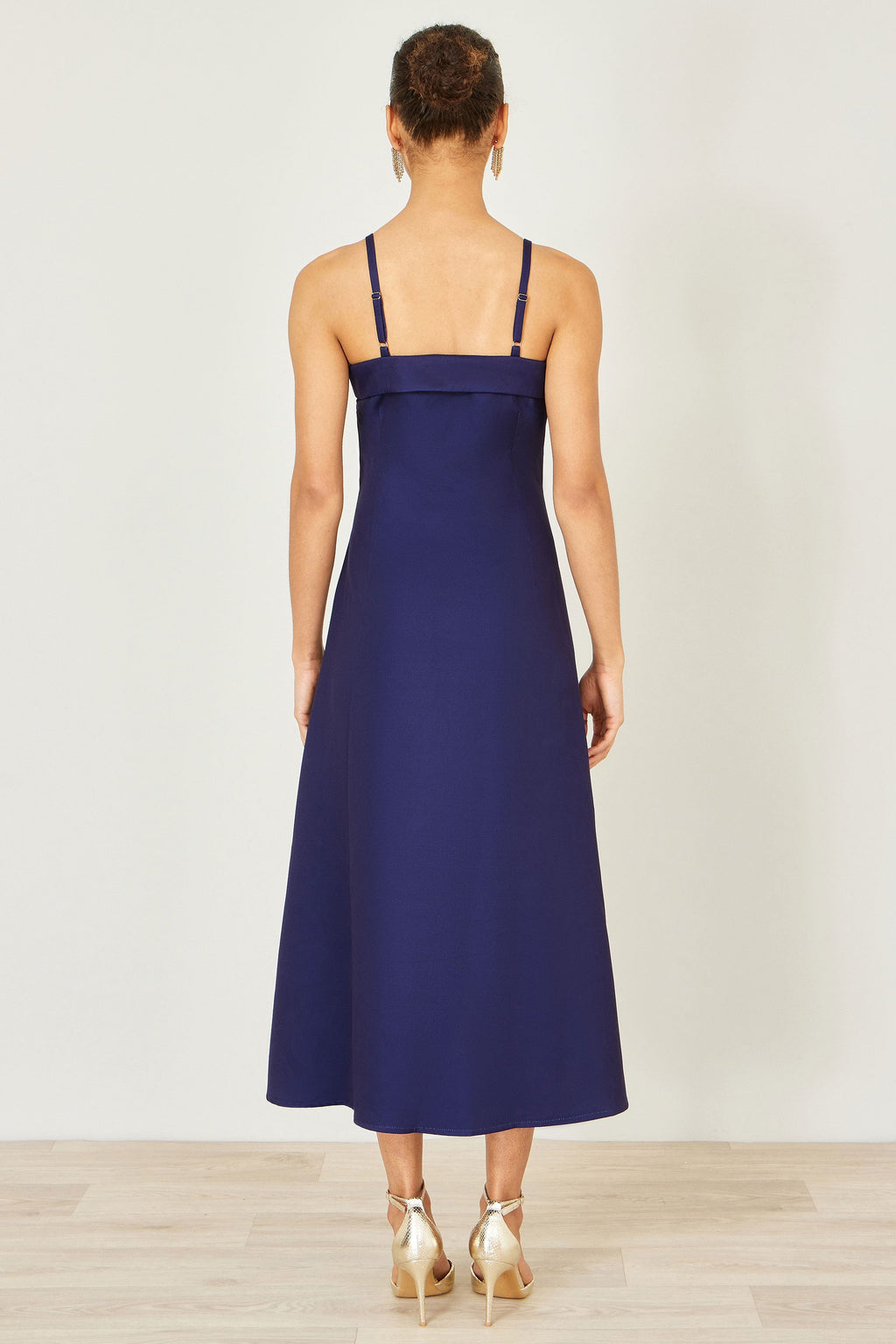 Yumi Navy Pansy Strappy Midi Dress - QHA UK