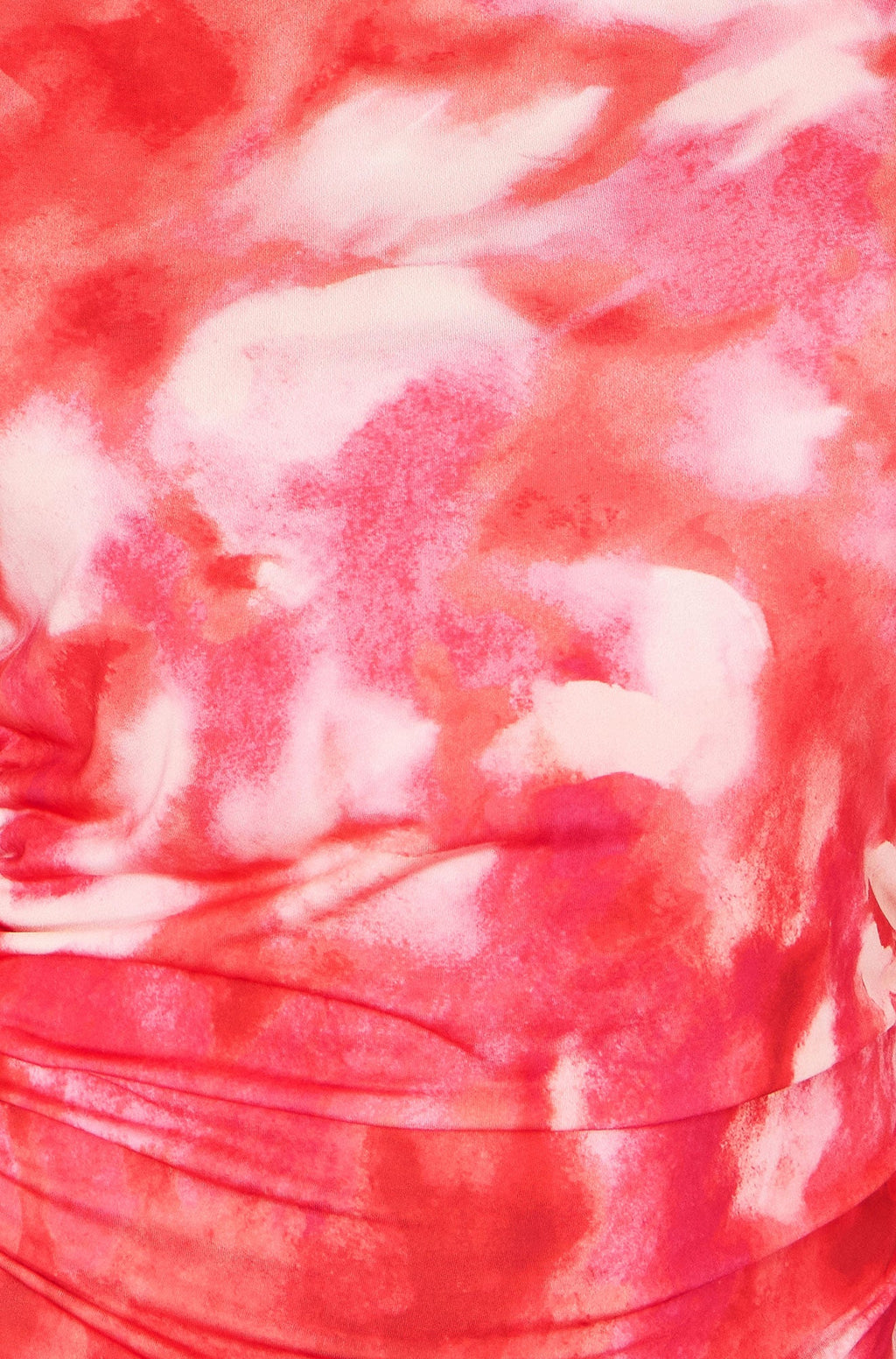 Yumi Red  Mesh Ruched Bodycon Midi Dress