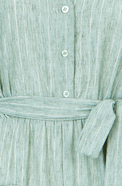 Yumi Women's Khaki Green Pinstripe Wide-Leg Jumpsuit Sizes 6–18 - additional view 8
